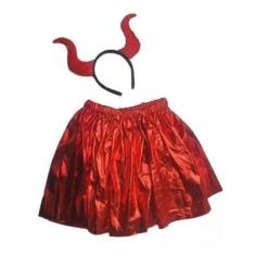 Imagem de Kit Fantasia Diabinha Infantil Tiara E Saia Carnaval - Shopamericasia