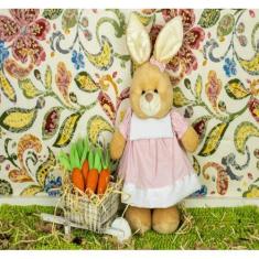 Imagem de Coelho de pelucia  nino - 15cm / vestido  - CKD CONFECÇÕES, Poá rosa c