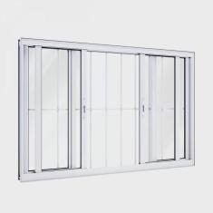 Imagem de Janela de Alumínio de Correr 100x150cm 4 Folhas com Grade Lucasa