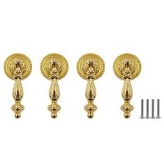 Imagem de TTZEZE Puxadores de armário em forma de gota, puxadores decorativos de móveis, puxador pendente de liga de zinco, 4 peças de puxadores de americanismo antigo com parafusos para gaveta, cômoda dourada,