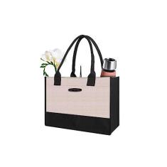 Imagem de Aricsen Pequena sacola de compras de lona com alças para mulheres, presente de mercearia, férias na praia, reutilizável, em branco, pano de serapilheira ecológica, bolsa de tecido de juta para