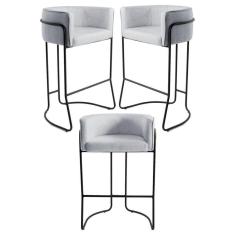 Imagem de Kit 3 Banquetas Decorativas Betina Linho 