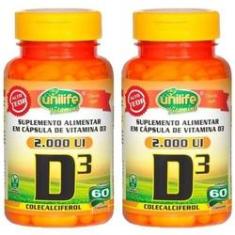 Imagem de Vitamina D3 2000 UI - 2 unidades de 60 Cápsulas - Unilife