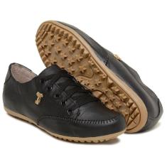 Imagem de Tênis feminino Mocatênis Mocassim Cadarço Bella Dama em Couro Legítimo Confortável-Feminino