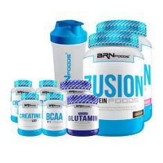 Imagem de Kit 2X Fusion Protein 900G + 2X Bcaa 100G + 2X Creatina 100G+ 2X Gluta