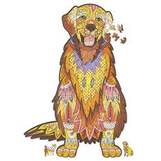 Imagem de Quebra-cabeças de madeira para adultos – Quebra-cabeças de madeira Golden Retriever com peças em formato de animal, quebra-cabeça de cachorro de madeira exclusivo para todas as idades,