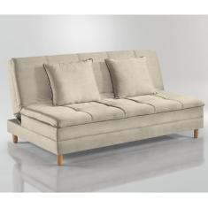 Imagem de Sofá Cama Vegas 185cm Pé De Madeira Talento Móveis Bege Claro