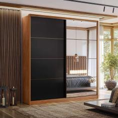 Imagem de guarda-roupa casal com espelho belga flex 2 pt 3 gv nogueira e preto