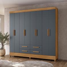 Imagem de Guarda Roupa Roupeiro 08 Portas 04 Gavetas Flórida Freijó Cinza Moval