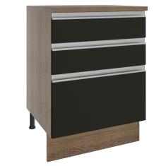Imagem de Balcão Madesa Glamy 60 cm 3 Gavetas - Rustic/Preto