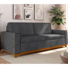 Imagem de Sofá Living Vintage 3 Lugares 225cm em Linho Áspen Grafite