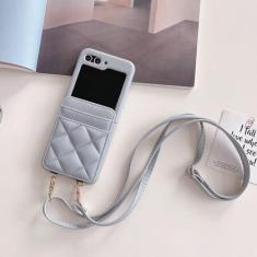 Imagem de Carteira crossbody com porta-cartão capa de telefone para Samsung Galaxy Z Flip 5 4 3 Flip5 Flip4 Flip3 5G Capa de couro PU à prova de choque, azul cinza, para Galaxy Z Flip5