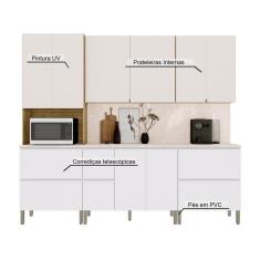 Imagem de Armário De Cozinha Completa 11 Portas 4 Gavetas Com Balcão Art Freijó artico soft Freijó artico soft