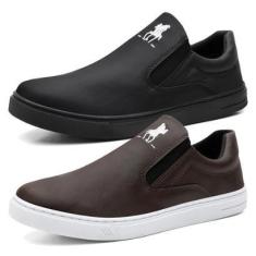 Imagem de Kit 2 Pares Tênis Slip On Casual Menino com Elástico e Sola Reta Costurada-Masculino