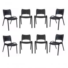 Imagem de Kit 8 Cadeiras Iso Para Escola Escritório Comércio Preta Base Preta