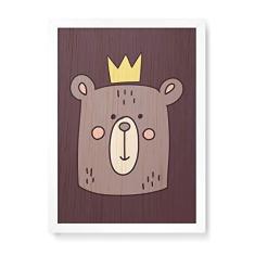 Imagem de Arte Maníacos Quadro Decorativo em Madeira Urso Rei - 23x16,25cm (Moldura caixa em laca )