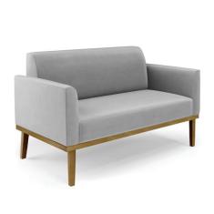 Imagem de Sofá Namoradeira Base de Madeira Fixa Castanho Marisa Suede - D'Rossi