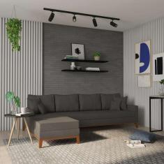 Imagem de sofá 4 lugares vinto com chaise esquerdo linho grafite