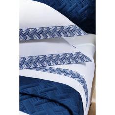 Imagem de Jogo de Cama Casal 4 Peças Percal 200 Fios Luke Bernadete Casa Azul