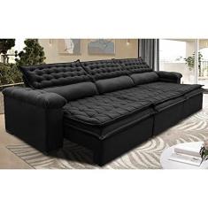 Imagem de Sofá Retrátil e Reclinável 3,52m Molas Ensacadas Cama Inbox Botonê Espuma Viscoelástico Preto