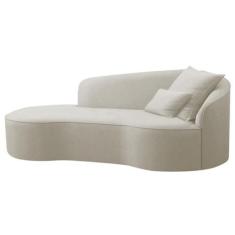 Imagem de Divã Recamier Curvo Sala de Estar Recepção Inglaterra 150cm Lado Esquerdo Linho Bege - Amarena Móveis
