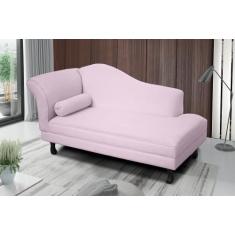 Imagem de Recamier divã larissa liso 185cm lado esquerdo suede rosa bebê - VH MO