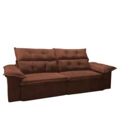 Imagem de Sofá Retrátil Reclinável Velar 3 Lugares Veludo Marrom 260cm Megasul