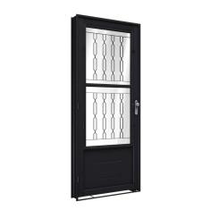 Imagem de Porta de Aço de Giro com Postigo e Grade Mosaico 215x90cm Facilitá Lucasa Preto