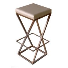 Imagem de Banqueta Zênite - Cobre - Assento Estofado Pérola - 65cm