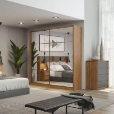 Imagem de Guarda Roupa Casal Belga 2 Portas c/ 2 Portas Em Espelho Amendola - Demartez