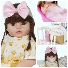 Imagem de Bebê Reborn Boneca Gatinha Pode Banho Com Vários Acessórios - Cegonha
