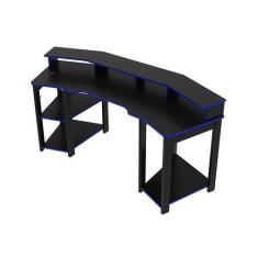 Imagem de Mesa Gamer Para 2 Monitores 186,6X89,5X70 Cm Preto/Azul - Tecnomobili