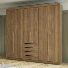 Imagem de Guarda-Roupa Casal 100% mdf Kappesberg 6 Portas 4 Gavetas Nogueira