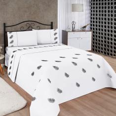 Imagem de Jogo de Lençol Realeza Padrão Micropercal Bordado 03 Peças - Branco