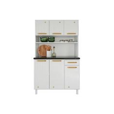 Imagem de Armário Aéreo Cozinha Modulado Diamante Smart C- 6 Portas E 1 Gaveta 105cm Branco - Telasul