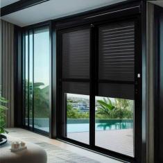 Imagem de Porta de Aluminio Integrada Automatica 220v 231x150cm 2 Folhas Preto