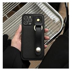 Imagem de Luxo sênior couro pérola suporte de pulso capa de telefone macia para iPhone 13 11 12 14 Pro XS MAX X XR 7 8 Plus MiNi SE 2 3 capa traseira, preta, para iPhone 11