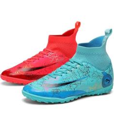 Imagem de DISRATEBLU Sapatos de futebol para crianças, meninos, meninas, tênis de treinamento de futebol juvenil, terreno firme, grama atlética, uso ao ar livre, tênis de futebol profissional,
