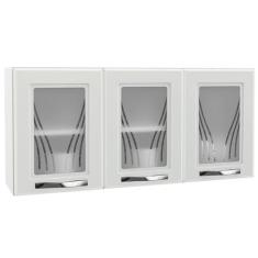 Imagem de Armário Aéreo De Cozinha Em Aço Star New 3 Portas Com Vidro Branco - T