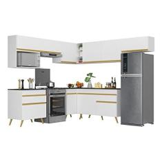 Imagem de Armário de Cozinha Completa de Canto Veneza Multimóveis V2071 Branco/dourado