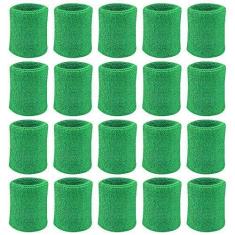 Imagem de 10 pares de pulseiras esportivas, faixas de suor para homens e mulheres, algodão felpudo elástico e absorvente de suor, perfeito para basquete, futebol, tênis, futebol americano, corrida e malhar