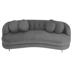 Imagem de Sofá Curvo 3 Lugares Orgânico Sala Recepção Luxo Panamá 200cm Suede Cinza