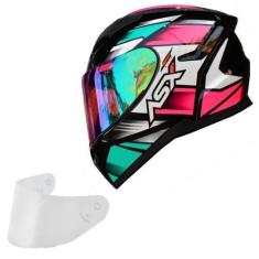 Imagem de Capacete Feminino Asx City Start Rosa Esportivo Viseira Rosa, Preto Ro