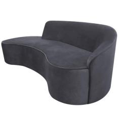 Imagem de Sofá Curvo 03 Lugares 180cm Eron Braço Esquerdo Veludo Cinza - Nexta C