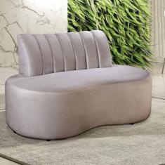 Imagem de Sofá Redondo Curvo Orgânico Namoradeira Doha Cinza Capuccino