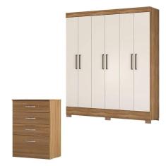 Imagem de Cômoda Astral e Guarda Roupa Casal Verso Amêndola Off White - Demóbile