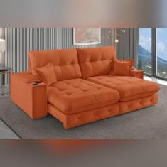 Imagem de Sofá Retrátil Reclinável com Porta Copos 230cm Istambul Yescasa