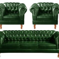 Imagem de Conjunto Sofá Chesterfield 3 Lugares + 2 Poltronas Dom Pedro Verde