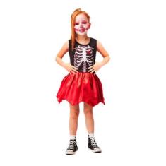 Imagem de Fantasia Esqueleto Infantil Vestido Com Mascara e Luva - Fantasias Car