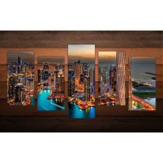 Imagem de Quadro Decorativo Leão Animais Decorações Salas 5 peças Moldura - Vita